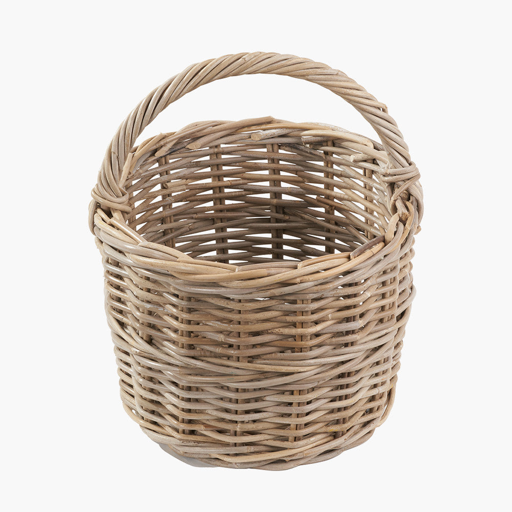 Grey Kubu Rattan Straight Sided Shopping Basket