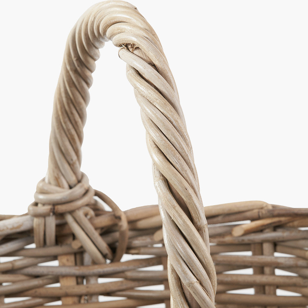 Grey Kubu Rattan Straight Sided Shopping Basket
