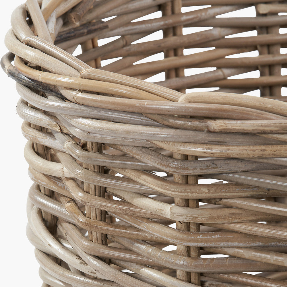 Grey Kubu Rattan Straight Sided Shopping Basket
