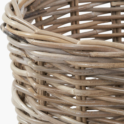 Grey Kubu Rattan Straight Sided Shopping Basket