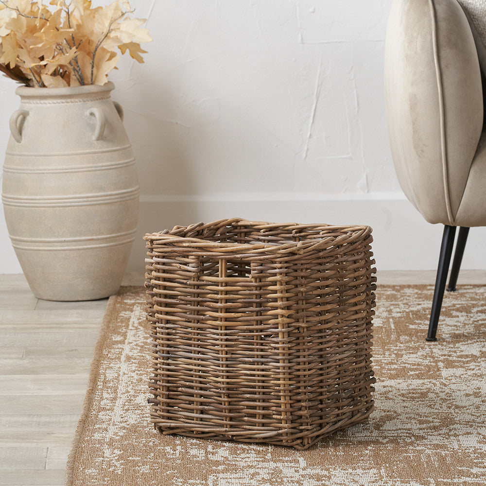 Grey Kubu Rattan Square Storage Basket
