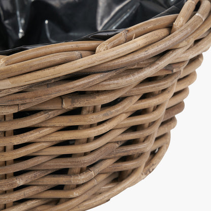 Indoor/Outdoor Grey Kubu Rattan Flower Basket Planter