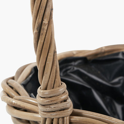 Indoor/Outdoor Grey Kubu Rattan Flower Basket Planter