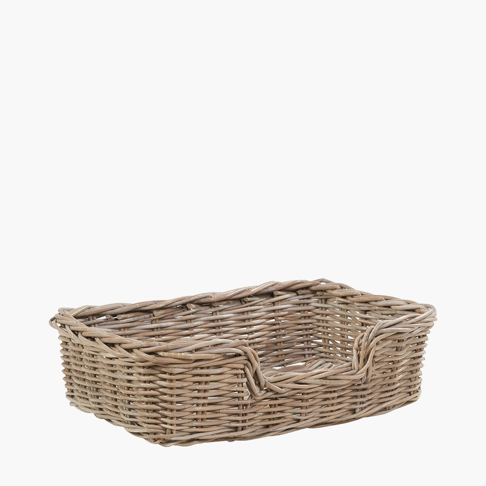 Set of 5 Grey Kubu Rattan Basket Dog Beds