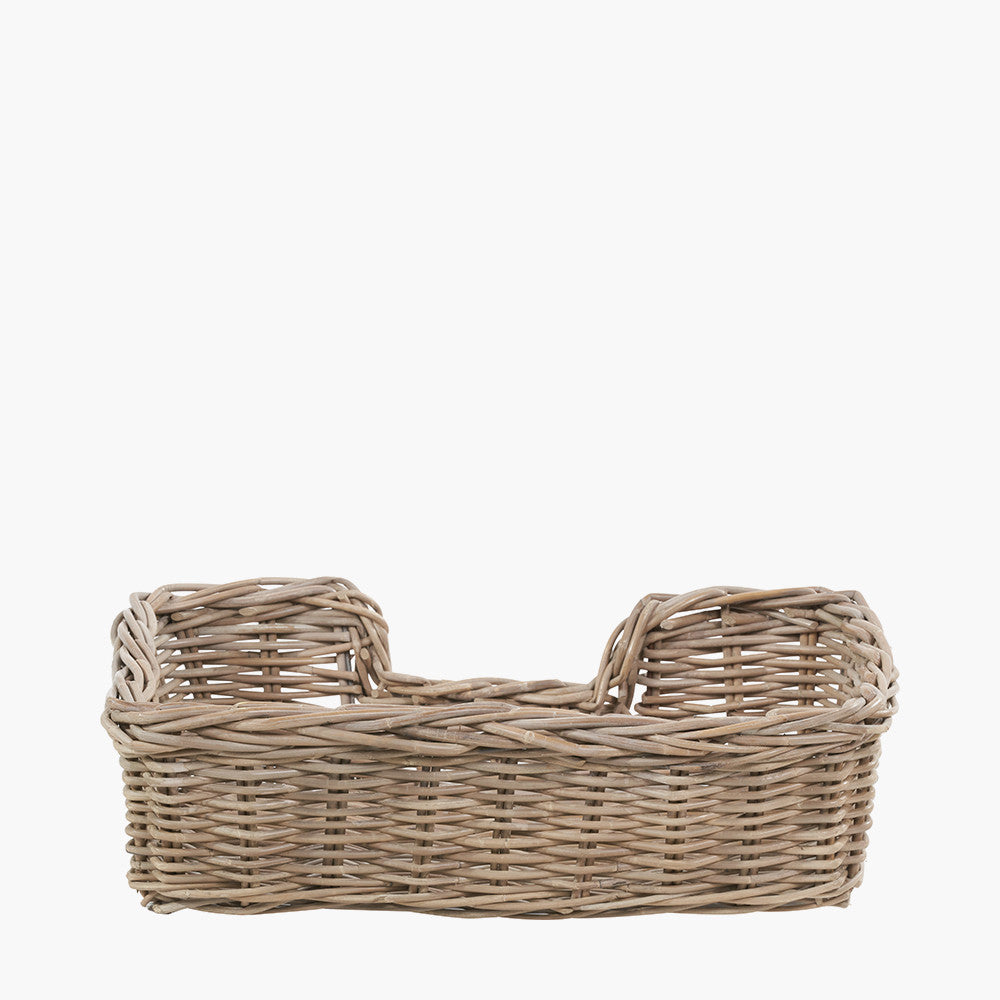 Set of 5 Grey Kubu Rattan Basket Dog Beds