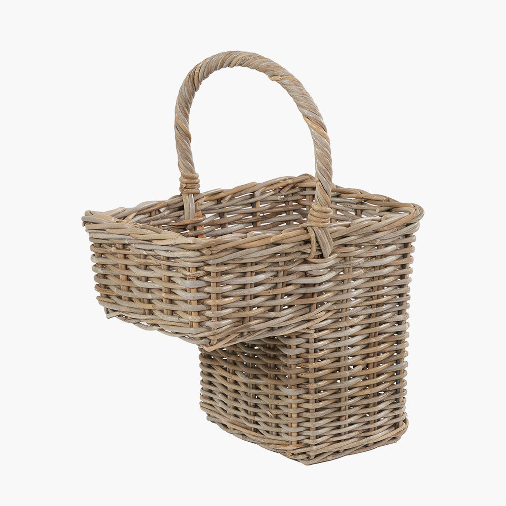 Grey Kubu Rattan Stair Basket - Large