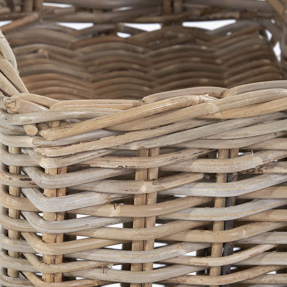 Grey Kubu Rattan Stair Basket - Large