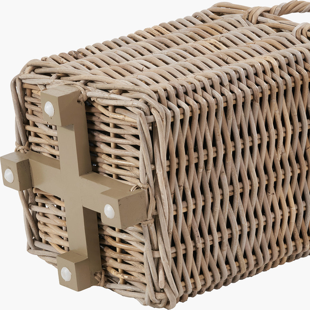 Set of 3 Indoor/Outdoor Grey Kubu Rattan Square Basket Planters with Handles