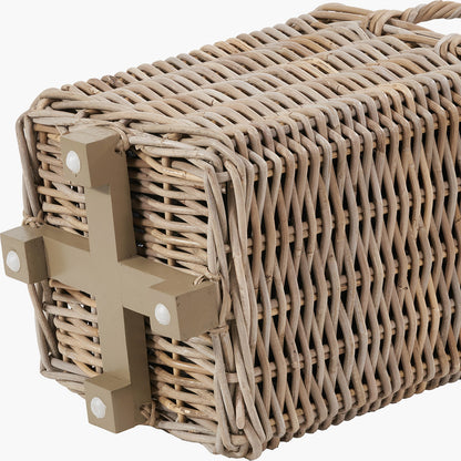 Set of 3 Indoor/Outdoor Grey Kubu Rattan Square Basket Planters with Handles