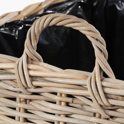 Set of 3 Indoor/Outdoor Grey Kubu Rattan Square Basket Planters with Handles