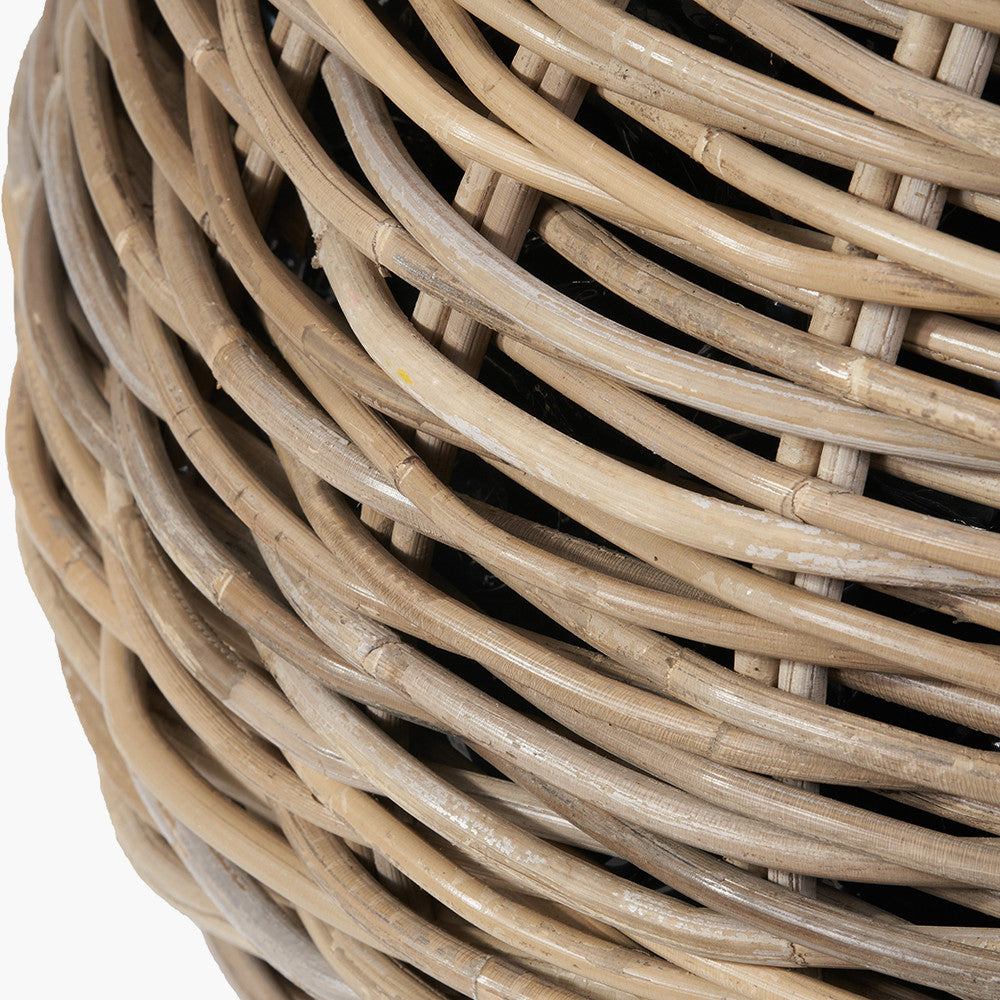 Set of 2 Indoor/Outdoor Grey Kubu Rattan Bulbous Basket Planters