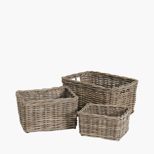 Bali Grey Kubu Set of 3 Rectangular Storage Baskets