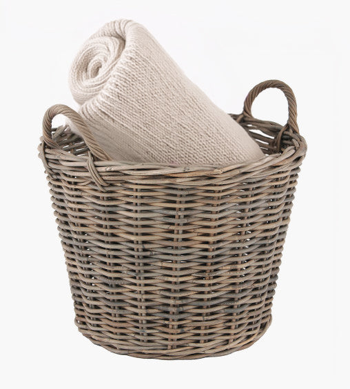 Bali Grey Kubu Round Storage Basket with Handles