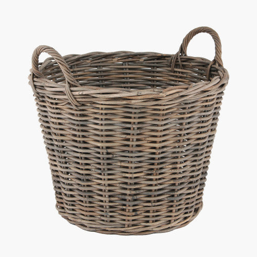 Bali Grey Kubu Round Storage Basket with Handles