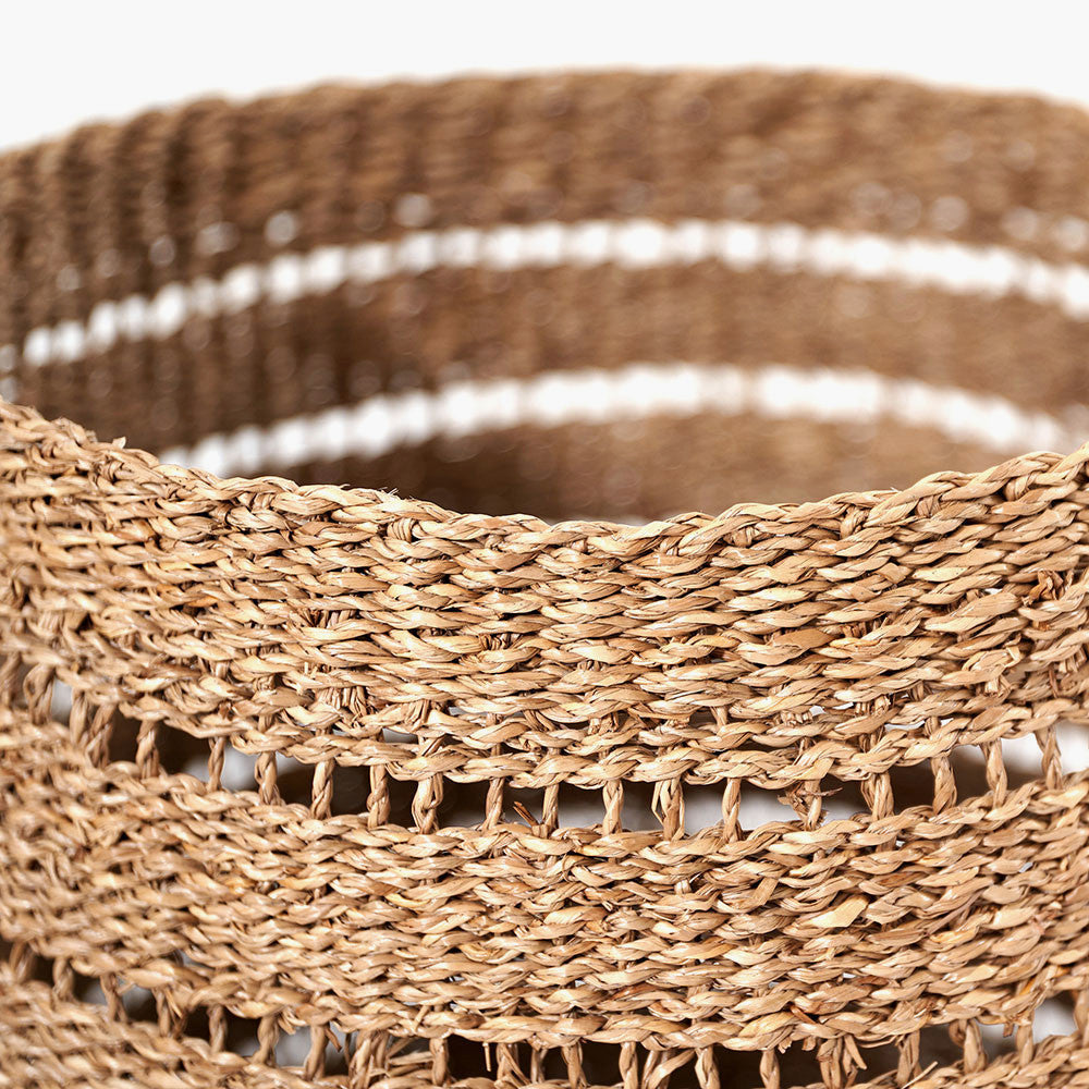 Set of 3 Seagrass Natural Round Baskets