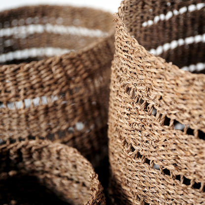 Set of 3 Seagrass Natural Round Baskets