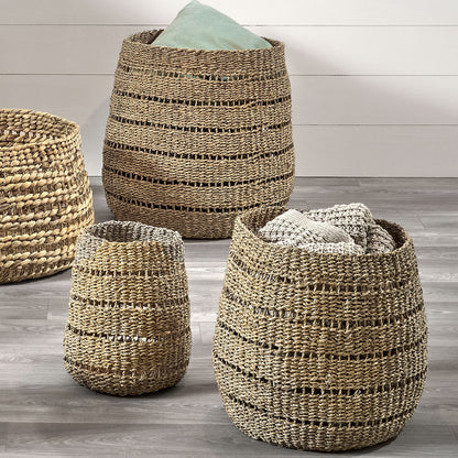 Set of 3 Seagrass Natural Round Baskets