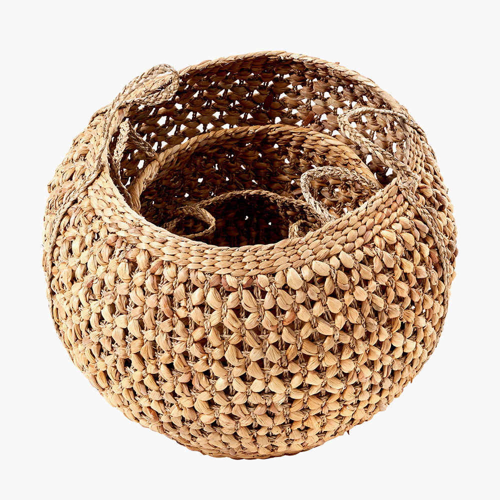 Set of 3 Water Hyacinth Round Handled Baskets