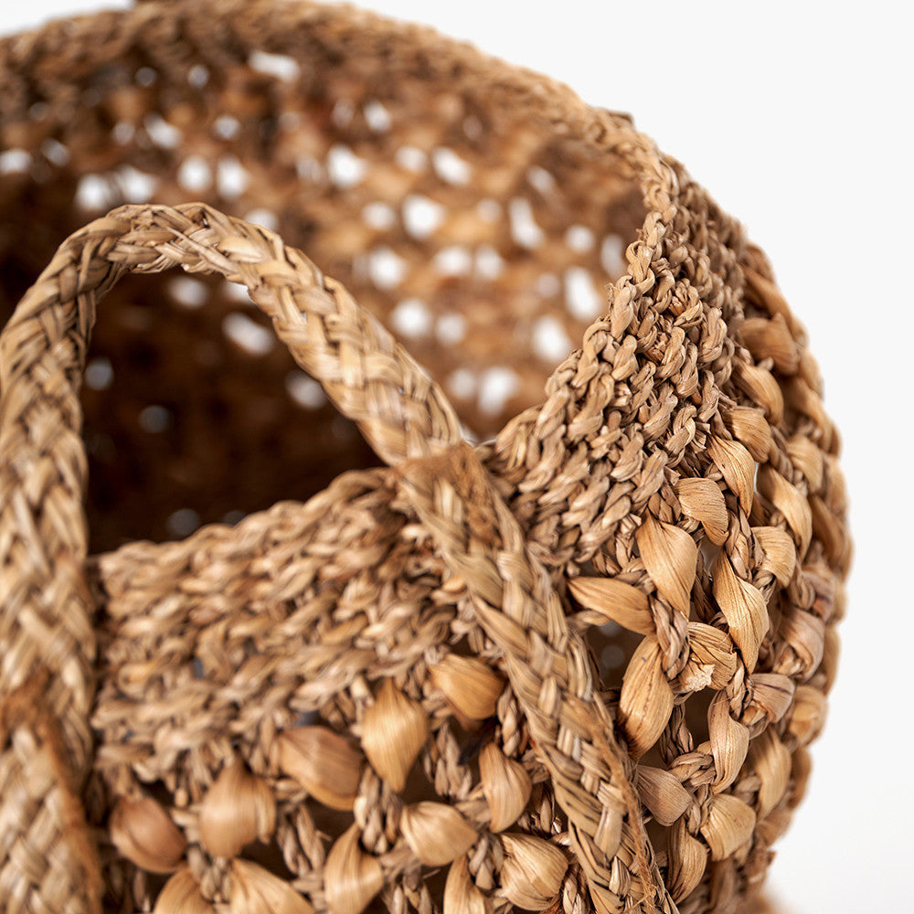 Set of 3 Water Hyacinth Round Handled Baskets