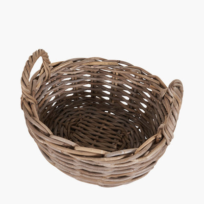 Set of 2 Grey Kubu Oval Baskets with Handles