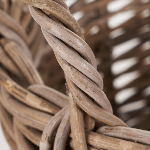 Set of 2 Grey Kubu Oval Baskets with Handles