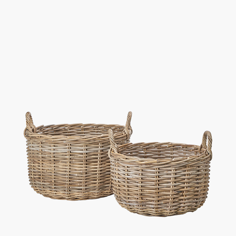 Set of 2 Grey Kubu Log Baskets with Handles