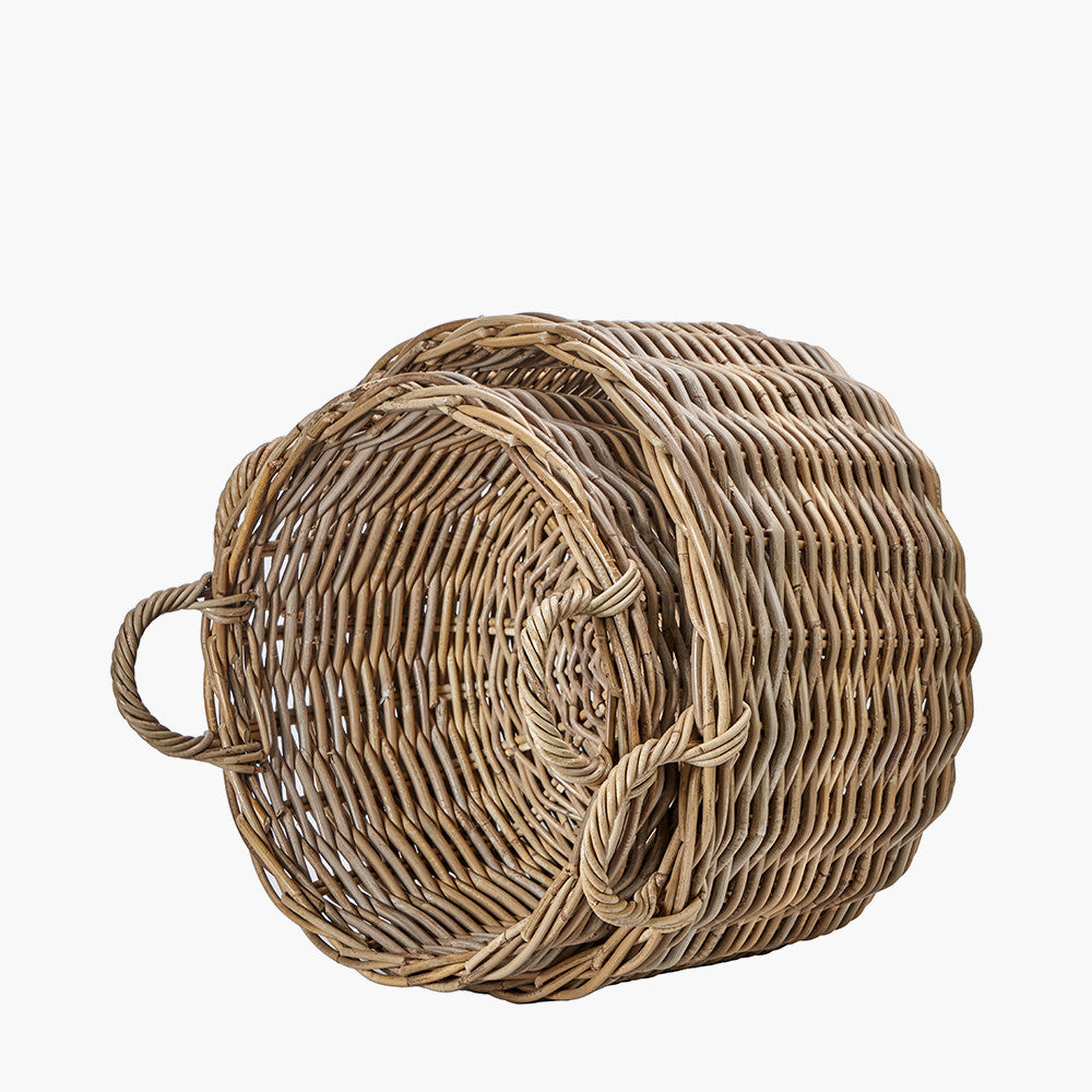 Set of 2 Grey Kubu Log Baskets with Handles