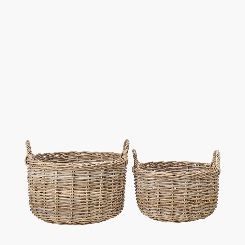 Set of 2 Grey Kubu Log Baskets with Handles