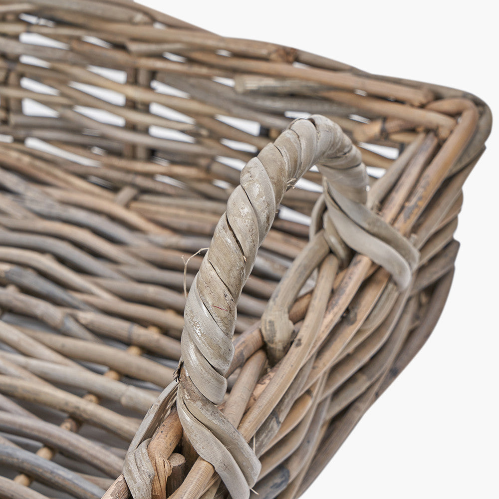 Set of 2 Grey Kubu Rattan Tray Baskets