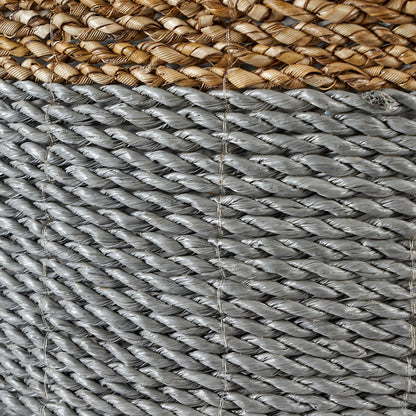 Set of 2 Banana Leaf Two Tone Natural and Grey Baskets