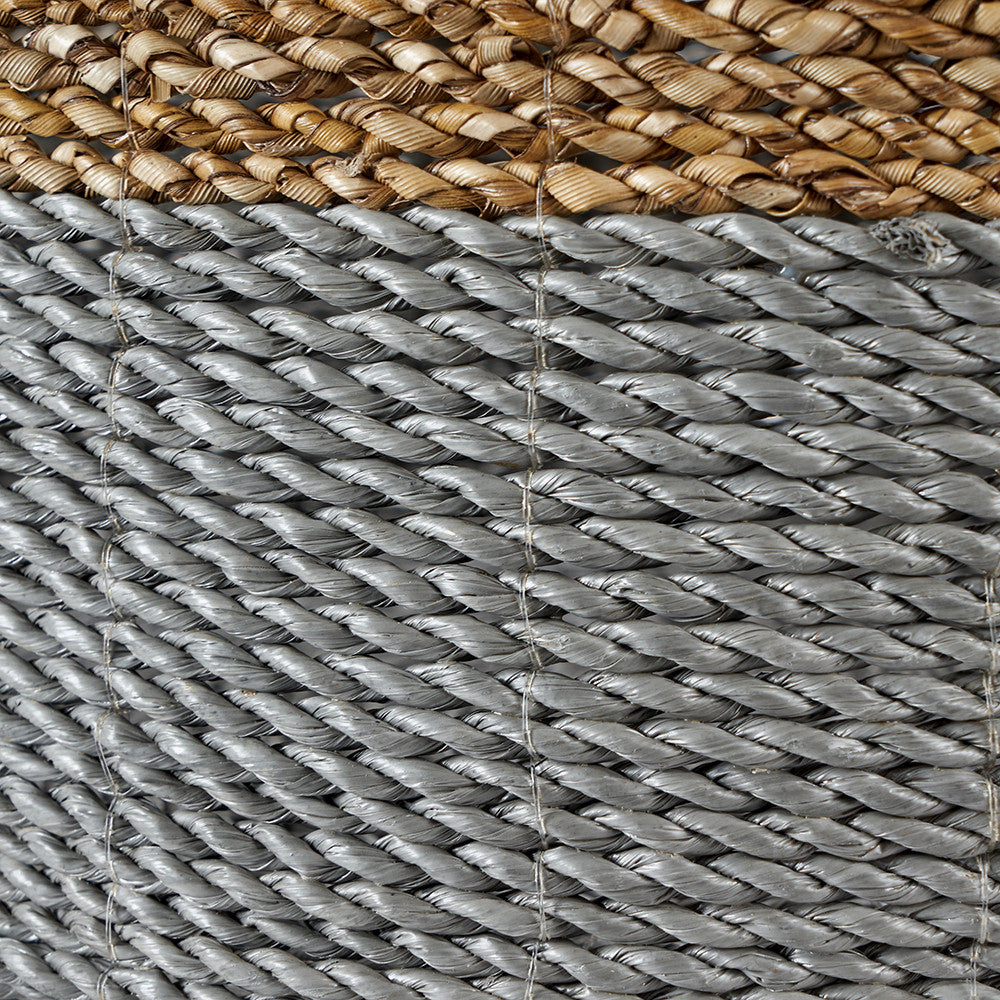 Set of 2 Banana Leaf Two Tone Natural and Grey Baskets