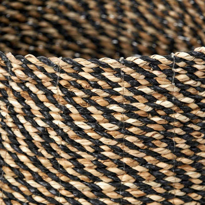 Set of 2 Natural and Black Round Handled Seagrass Baskets