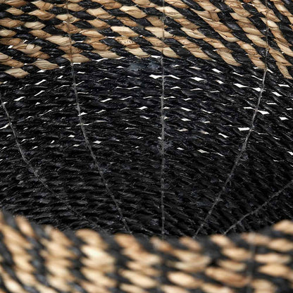 Set of 2 Natural and Black Seagrass Round Baskets