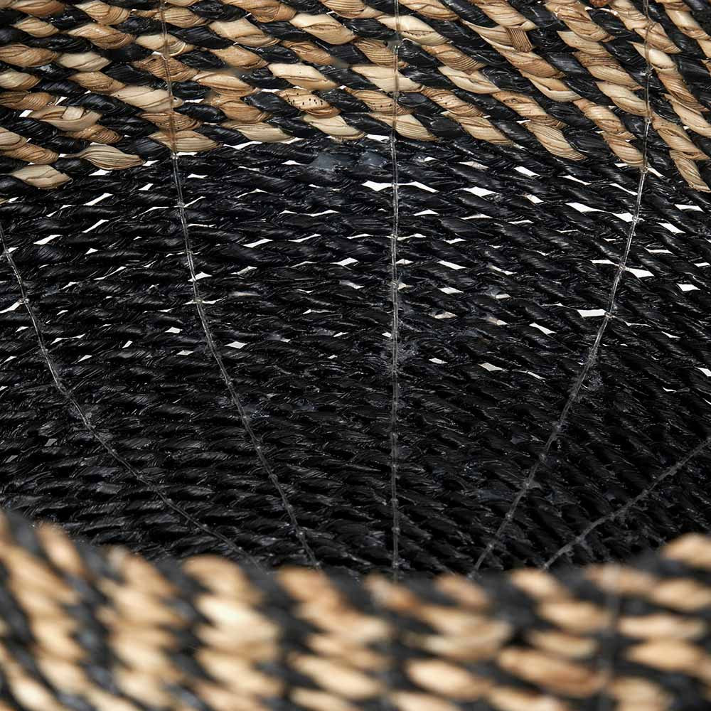 Set of 2 Natural and Black Seagrass Round Baskets