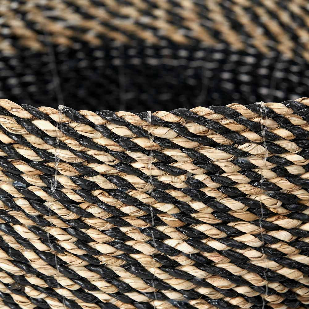 Set of 2 Natural and Black Seagrass Round Baskets