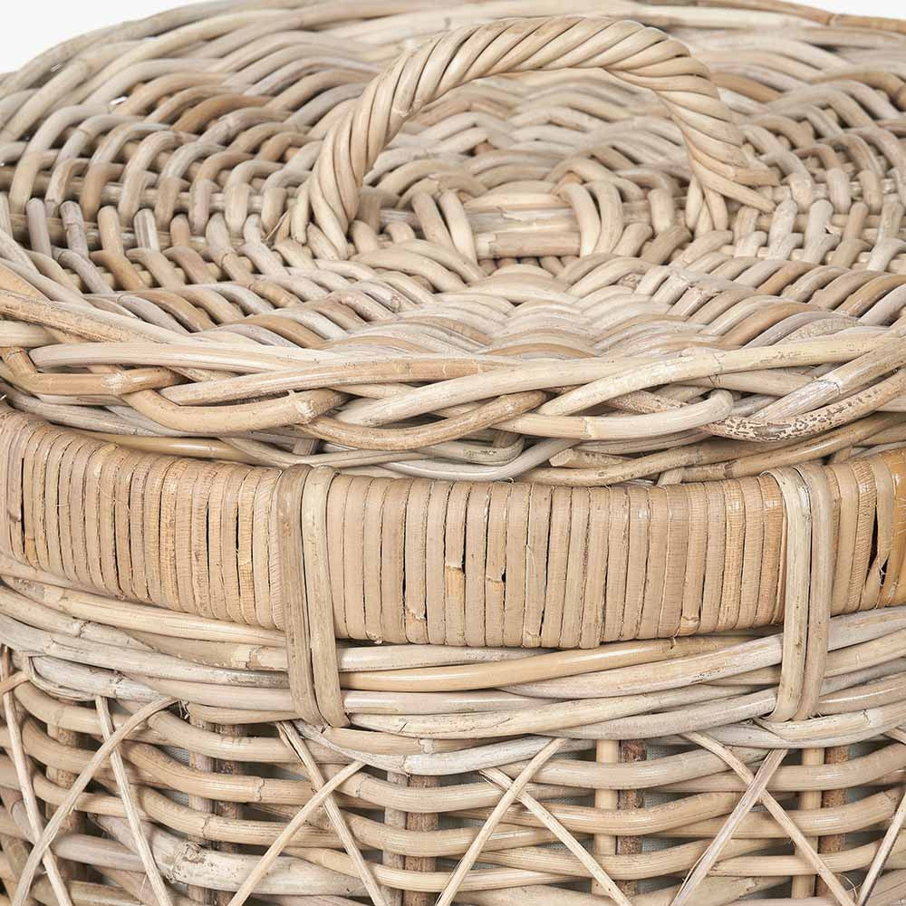 Brown Rattan Round Linen Laundry Basket Hamper