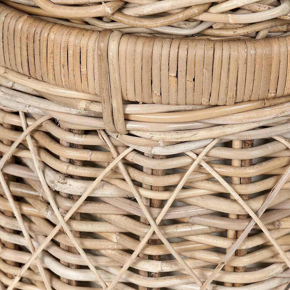 Brown Rattan Round Linen Laundry Basket Hamper