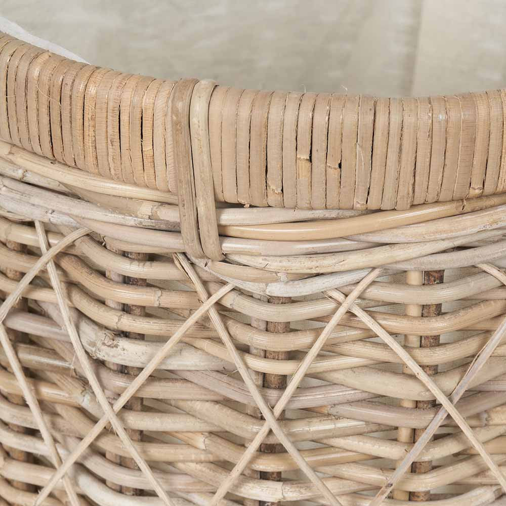 Brown Rattan Round Linen Laundry Basket Hamper