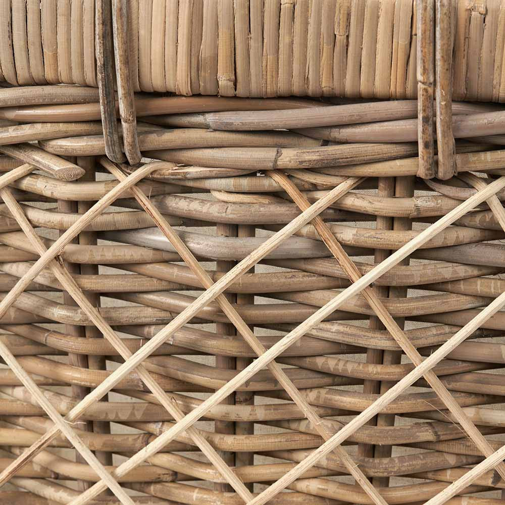 Brown Rattan Oval Laundry Basket with Lining and Handles