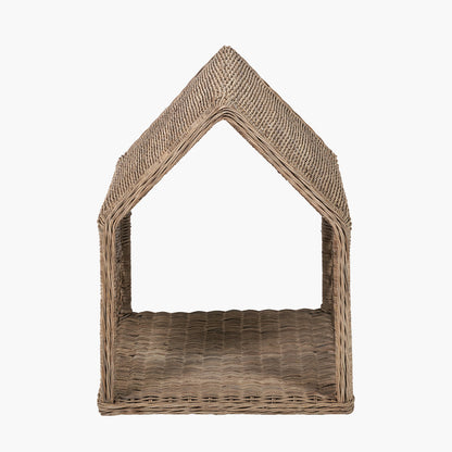 Grey Rattan House Dog Basket