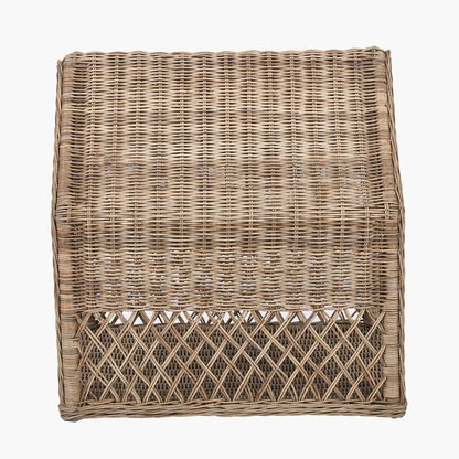 Grey Rattan House Dog Basket