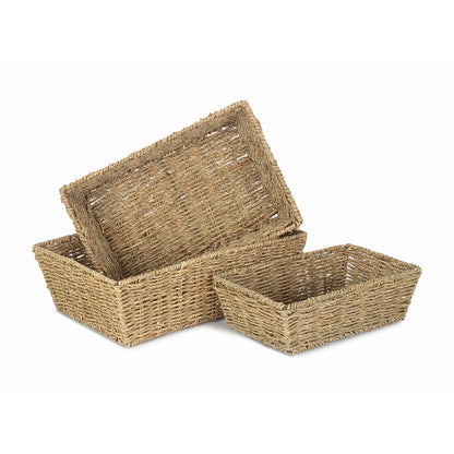 Set 3 Tapered Seagrass Tray Baskets