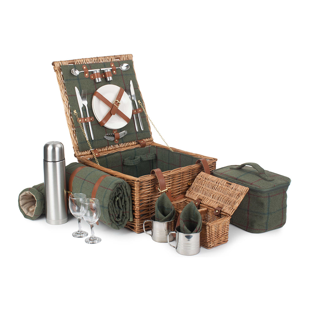 2 Person Deluxe Green Tweed Hamper