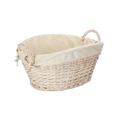 White Wash Willow Washing Basket with White Lining
