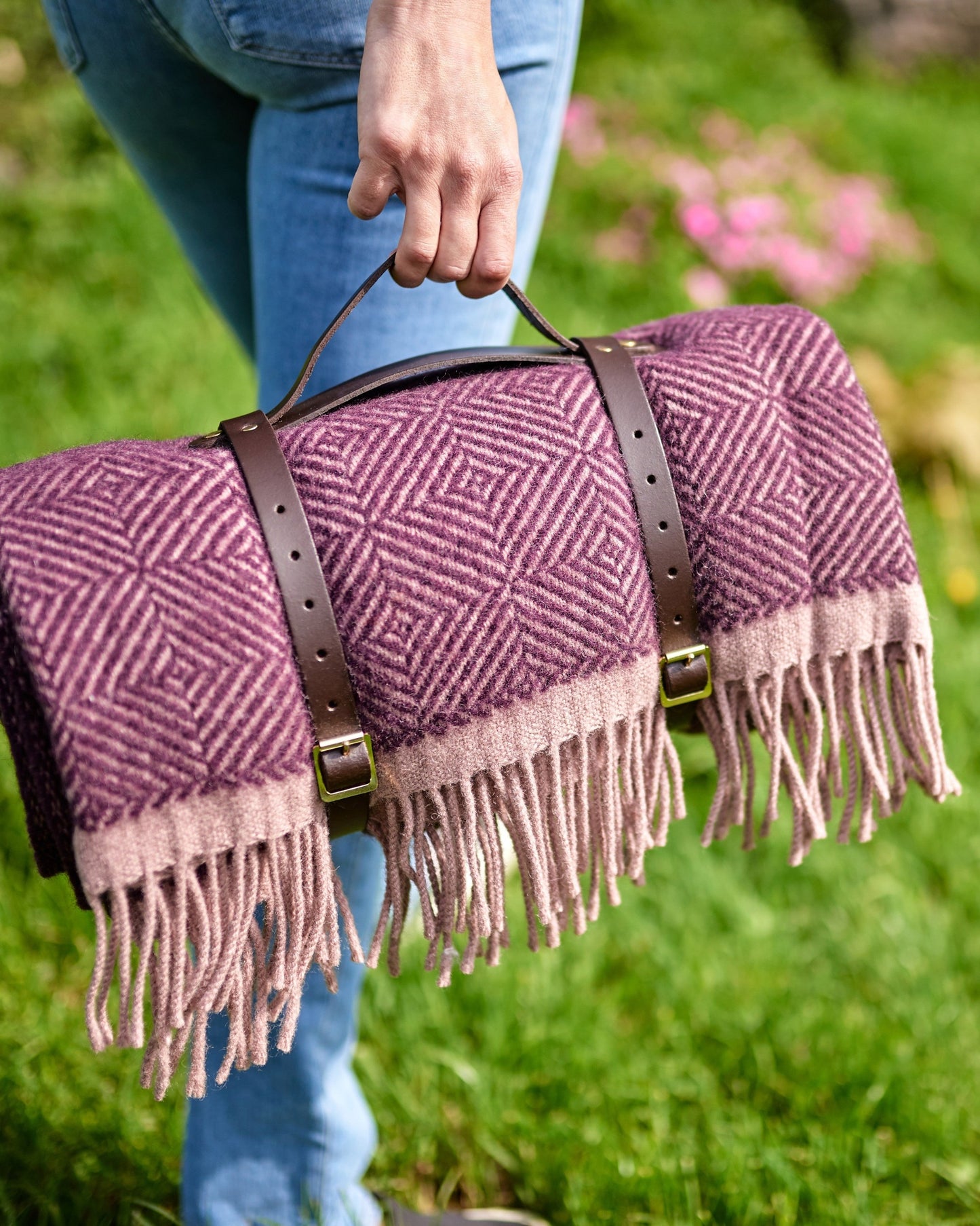Waterproof Picnic Blanket: Blackberry & Heather