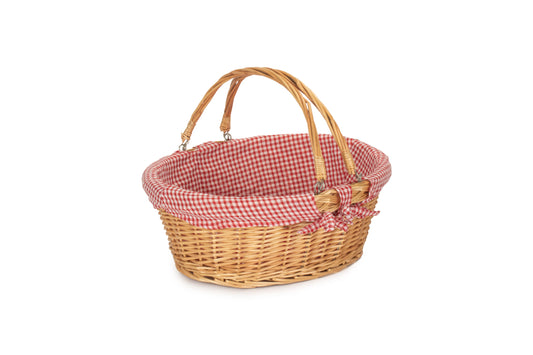 Large Swing Handle Shopper With Red & White Checked Lining