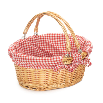Small Swing Handle Shopper With Red & White Checked Lining