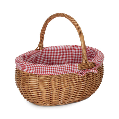Large Deluxe Shopper Basket with Red and White Checked Lining