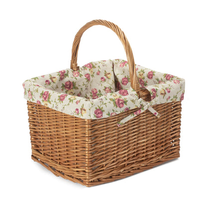 Deluxe Butcher's Basket With Garden Rose Lining