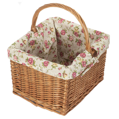 Deluxe Butcher's Basket With Garden Rose Lining